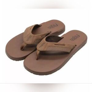 NWT Flojos Men's Memory Foam Flip Flop MEMEX Footbed Arch Support Brown, Size 13